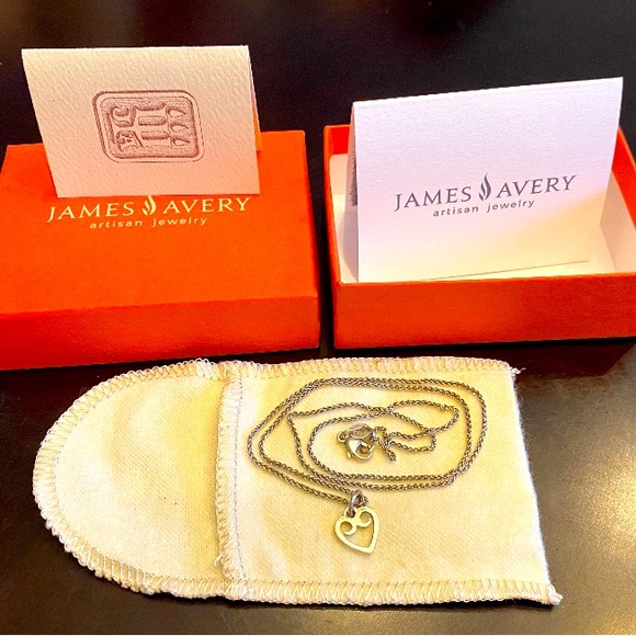 James Avery Jewelry - Vintage James Avery Sterling Silver Scrolled Heart Charm Pendant & Necklace FIRM